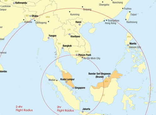 Malaysia flight radius