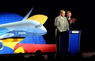 Harry Stonecipher (left), president and chief executive officer of The Boeing Company