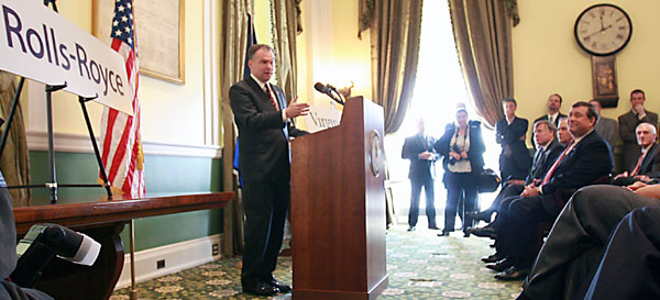 Virginia Gov. Timothy Kaine announcing Rolls expansion Virginia Gov. Timothy Kaine announcing Rolls expansion